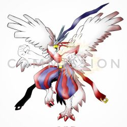Rule 34 | beak, bird, chronomon, chronomon holy mode, digimon, digimon (creature), simple background, solo, white background, wings