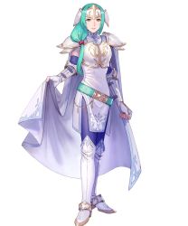 Rule 34 | 1girl, aqua eyes, aqua hair, armor, belt, boots, breastplate, cape, clenched hand, closed mouth, female focus, fingernails, fire emblem, fire emblem: path of radiance, fire emblem heroes, full body, hair ornament, headpiece, highres, holding, holding cape, holding clothes, knee boots, lips, long hair, looking at viewer, low-tied long hair, matching hair/eyes, nintendo, non-web source, official art, pantyhose, pikomaro, shoulder armor, sigrun, smile, solo, standing, transparent background, turtleneck, white armor, white cape, white footwear