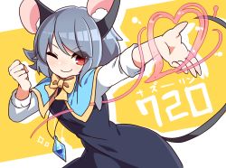 Rule 34 | 1girl, animal ears, blush, capelet, grey hair, highres, jewelry, kozakura (dictionary), mouse ears, mouse tail, nazrin, pendant, red eyes, short hair, simple background, smile, solo, tail, touhou