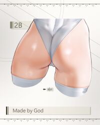 Rule 34 | 1girl, 2b (nier:automata), absurdres, ass, ass focus, cameltoe, character name, cleft of venus, commentary, english commentary, highres, leotard, nier:automata, nier (series), solo, thighhighs, thighs, waligner, white leotard, white thighhighs