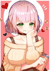 Rule 34 | 1girl, absurdres, braid, chilwell seele, chocolate, choker, green eyes, grey hair, hand on own face, heart, highres, hololive, licking lips, looking at viewer, off-shoulder sweater, off shoulder, official alternate costume, shirogane noel, shirogane noel (casual), solo, sweater, tongue, tongue out, virtual youtuber