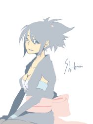 Rule 34 | 00s, 1girl, black hair, breasts, female focus, fujibayashi sheena, oekaki, pale color, short hair, simple background, solo, tales of (series), tales of symphonia, white background