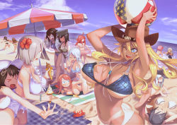 Rule 34 | &gt; &lt;, 10s, 6+girls, akitsu maru (kancolle), alternate costume, alternate skin color, american flag, arms up, bad id, bad pixiv id, bag, ball, bare arms, bare legs, bare shoulders, barefoot, beach, beach towel, beach umbrella, beachball, bikini, bikini top only, black bikini, black eyes, black hair, blonde hair, blouse, blue bikini, blue eyes, blue hair, braid, breasts, brown hair, carrying over shoulder, closed eyes, cloud, cloudy sky, convenient censoring, cowboy hat, crab, crop top, day, flag print, flower, food, frilled bikini, frills, from behind, from side, green bikini, grey bikini, haguro (kancolle), hair between eyes, hair flaps, hair flower, hair ornament, hair over one eye, halterneck, hamakaze (kancolle), hat, hayasui (kancolle), hibiki (kancolle), hibiscus, highleg, highleg swimsuit, highres, holding, holding bag, huge breasts, i-58 (kancolle), ice cream, imminent hug, incoming hug, iowa (kancolle), kantai collection, katahira (hiyama), kawakaze (kancolle), kitakami (kancolle), lifebuoy, looking at another, looking to the side, lying, midriff, multiple girls, navel, ocean, on back, on stomach, one-piece swimsuit, ooi (kancolle), outdoors, outstretched arms, outstretched hand, peaked cap, pervert, pink hair, purple bikini, red hair, ro-500 (kancolle), sand, sand sculpture, school swimsuit, shirt, side-tie bikini bottom, silver hair, single braid, sitting, sitting on person, sky, sleeping, small breasts, soles, standing, standing on one leg, star-shaped pupils, star (symbol), swim ring, swimsuit, symbol-shaped pupils, tan, tank top, tanline, tears, tenryuu (kancolle), towel, umbrella, umikaze (kancolle), underboob, untied bikini, uzuki (kancolle), white bikini, white hat, white one-piece swimsuit, white shirt