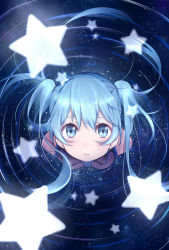 Rule 34 | 1girl, aqua eyes, aqua hair, female focus, from above, fuu (07199382), hatsune miku, highres, long hair, looking at viewer, looking up, solo, star (symbol), twintails, vocaloid