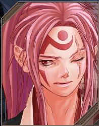 Rule 34 | 1girl, arc system works, baiken, ear focus, frown, guilty gear, guilty gear x, guilty gear xx, hino shinnosuke, japanese clothes, lips, lowres, non-web source, official art, one-eyed, pink eyes, pink hair, portrait, scar, scar across eye, scar on face, solo, tattoo, wince