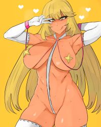Rule 34 | 69 (tranquilo), blonde hair, breasts, highres, large breasts, shokuhou misaki, symbol-shaped pupils, thighhighs, yellow eyes
