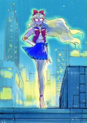 Rule 34 | 1girl, aino minako, bishoujo senshi sailor moon, blonde hair, city lights, female focus, highres, legs, long legs, murimajimuri, sailor v, solo, solo focus, tagme
