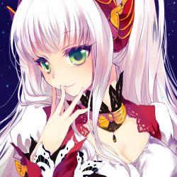 Rule 34 | 10s, 1girl, bad id, bad pixiv id, breasts, cleavage, green eyes, hair ornament, jewelry, lailah (tales), miyu (matsunohara), necklace, solo, tales of (series), tales of zestiria, white hair