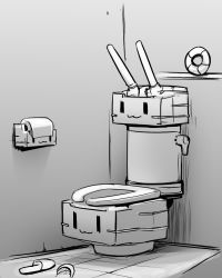 Rule 34 | 10s, abubu, cannon, greyscale, kantai collection, monochrome, no humans, rensouhou-chan, slippers, toilet, toilet paper, toilet seat, | |