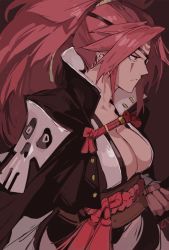 Rule 34 | 1girl, arc system works, baiken, breasts, cleavage, eyepatch, guilty gear, guilty gear xrd, japanese clothes, kataginu, kimono, large breasts, long hair, looking to the side, pink eyes, pink hair, ponytail, rope, samurai, solo, uncle rabbit ii