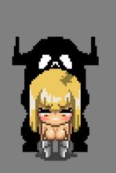 Rule 34 | 1boy, 1girl, ahegao, animated, animated gif, blonde hair, blush, bouncing breasts, breasts, doggystyle, gabyouana, hetero, lowres, monster, pixel art, sex, sex from behind, simple background