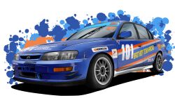 Rule 34 | absurdres, car, commentary, english commentary, headlight, highres, manziqr, motor vehicle, no humans, original, race vehicle, racecar, shadow, spoiler (automobile), toyota, toyota corolla, vehicle focus, white background