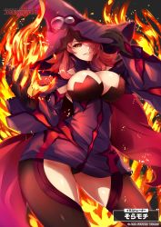 Rule 34 | 1girl, absurdres, arc system works, black sclera, blazblue, blazblue alternative: dark war, breasts, cleavage, colored sclera, hair over one eye, hat, highres, konoe a. mercury, large breasts, long hair, looking at viewer, mature female, official art, pink hair, witch hat