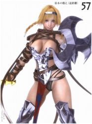 Rule 34 | 1girl, 3d, breasts, cowboy shot, female focus, leina, m-rs, panties, queen&#039;s blade, solo, spread legs, standing, underwear, white background