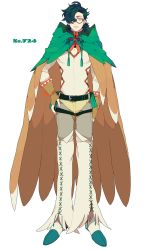 Rule 34 | 1boy, belt, black hair, boots, brown eyes, brown gloves, cloak, creatures (company), decidueye, facial hair, fingerless gloves, full body, game freak, gen 7 pokemon, glasses, gloves, hand on own hip, highres, hood, hood down, looking at viewer, male focus, nintendo, parted lips, personification, pokemon, pouch, shioya (soooooolt), solo, standing, stubble, white background