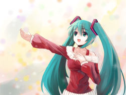 Rule 34 | 1girl, aqua hair, dzc23, green eyes, hatsune miku, long hair, open mouth, outstretched arm, solo, twintails, very long hair, vocaloid
