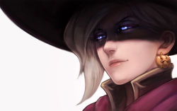 Rule 34 | 1girl, blonde hair, blue eyes, brown dress, cape, capelet, closed mouth, dress, earrings, glowing, glowing eyes, halloween, halloween costume, hat, high collar, highres, jack-o&#039;-lantern, jack-o&#039;-lantern earrings, jewelry, mercy (overwatch), mhazaru, nose, official alternate costume, overwatch, overwatch 1, pink lips, portrait, red cape, simple background, smile, solo, white background, witch, witch hat, witch mercy