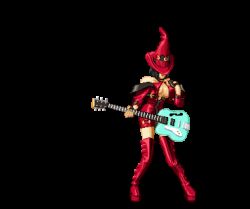 Rule 34 | animated, animated gif, black hair, blue eyes, boots, breasts, guilty gear, guitar, i-no, large breasts, lipstick, lowres, topless