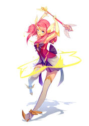Rule 34 | 1girl, alternate costume, alternate hair color, alternate hairstyle, boots, choker, elbow gloves, female focus, gloves, high heel boots, high heels, highres, league of legends, lipstick, lux (league of legends), magical girl, makeup, pink hair, pleated skirt, purple skirt, ribbon, skirt, solo, star guardian (league of legends), star guardian lux, thighhighs, tiara, twintails, white gloves, wukloo