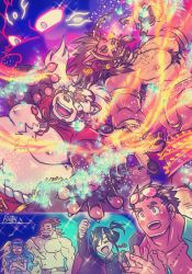 Rule 34 | + +, 1girl, 1other, 5boys, angel wings, animal ears, animal nose, arm up, asymmetrical hair, barong (housamo), black hair, blue eyes, blue hair, boogeyman (housamo), brown hair, cheering, clapping, colored sclera, earrings, excited, eyeliner, eyewear on head, facial hair, facial mark, fang, fang out, fangs, fangs out, fire, flower, forehead mark, furry, furry male, goatee, goemon (housamo), gorozaemon (housamo), headphones, horns, jewelry, leanan sidhe (housamo), lion boy, lion ears, lion tail, long hair, mane, multiple boys, muscular, muscular male, necklace, nipples, nose piercing, nyarlathotep (housamo), oni horns, open mouth, outstretched arm, pawpads, piercing, plump, protagonist 3 (housamo), raccoon boy, raccoon ears, red eyeliner, rose, round eyewear, scar, scar on face, school uniform, short hair, single earring, smile, snout, spiked hair, sunglasses, swept bangs, tail, thick eyebrows, tokyo houkago summoners, upper body, water, wings, yellow sclera, zinpati