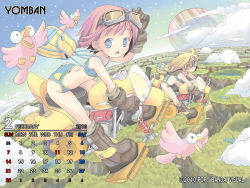 Rule 34 | 10s, 2010, 2girls, :o, adjusting goggles, ahoge, back, backpack, bag, bandeau, bent over, bikini, bird, blonde hair, blue bikini, blue eyes, boots, building, calendar, canyon, cloud, day, february, flat chest, flying, from side, gloves, goggles, goggles on head, hover bike, looking afar, looking at viewer, multiple girls, no nose, open mouth, outdoors, pink hair, planet, pop, randoseru, riding, scenery, short hair, sky, star (sky), starry sky, swimsuit, wallpaper, yomban