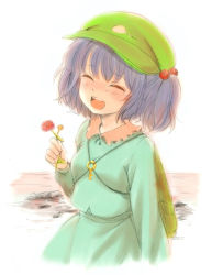 Rule 34 | 1girl, bow, female focus, flower, hair bobbles, hair bow, hair ornament, hat, ica, kawashiro nitori, key, open mouth, solo, teeth, touhou, twintails, two side up