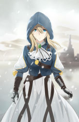 Rule 34 | 1girl, absurdres, alternate costume, assassin&#039;s creed (series), bad id, bad pixiv id, belt, blonde hair, blue eyes, cloak, commentary request, highres, hood, hood up, hooded cloak, long hair, long sleeves, looking at viewer, rko (a470350510), solo, violet evergarden, violet evergarden (series)