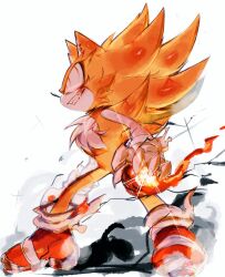 Rule 34 | @ @, blonde hair, claws, fire, fireball, fleetway super sonic, gloves, grin, red eyes, shoes, smile, sonic (series), sonic the hedgehog, spiked hair, super sonic, usa37107692, yellow fur