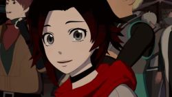Rule 34 | 1girl, 3d, animated, choker, grey eyes, looking at viewer, red hair, ruby rose, rwby, smile, tagme, video