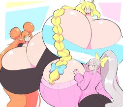 Rule 34 | 3girls, breasts, cassie (theycallhimcake), gigantic breasts, highres, multiple girls, tagme, theycallhimcake