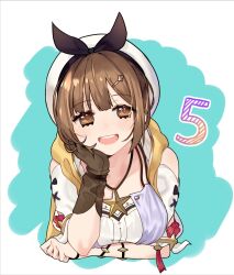 Rule 34 | 1girl, atelier (series), atelier ryza, atelier ryza 1, beret, blush, bow, bracelet, breasts, brown gloves, brown hair, gloves, hair ornament, hairclip, hat, hat bow, highres, jacket, jewelry, large breasts, looking at viewer, necklace, open clothes, open jacket, open mouth, reisalin stout, ryuuno6, shirt, short hair, sleeveless, sleeveless jacket, smile, solo, star (symbol), star necklace, white hat, white shirt, yellow jacket