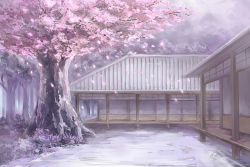 Rule 34 | architecture, c.z., cherry blossoms, east asian architecture, female focus, forest, grass, hakugyokurou, house, nature, no humans, scenery, sky, touhou, tree