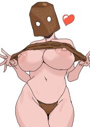 Rule 34 | 1girl, breasts, clothes lift, covered face, dark souls (series), dark souls i, heart, helmet, large breasts, looking at viewer, maneater mildred, panties, shirt lift, solo, thick thighs, thighs, underboob, underwear, undressing