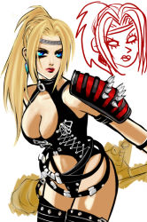 Rule 34 | 1girl, axe, blonde hair, breasts, kula-d, large breasts, midriff, ninja gaiden, rachel (ninja gaiden), weapon