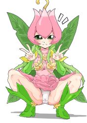 Rule 34 | absurdres, digimon, digimon (creature), double v, fairy, flower, highres, lilimon, monster girl, panties, petals, plant girl, underwear, v