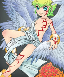 Rule 34 | 1boy, angel, angel boy, digimon, digimon (creature), looking at viewer, lucemon, male focus, smile, solo, wings