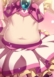 Rule 34 | 00s, 1girl, belly, bow, crop top, crop top overhang, cure dream, frills, head out of frame, magical girl, midriff, navel, plump, precure, skirt, solo, tasaka shinnosuke, yes! precure 5, yumehara nozomi