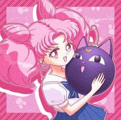 Rule 34 | artist logo, artist name, bishoujo senshi sailor moon, chibi usa, highres, luna-p, pink background, tagme