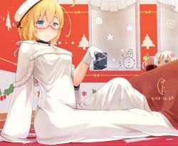 Rule 34 | ahoge, alternate costume, arm behind back, arm support, blonde hair, blue eyes, blush, breasts, capelet, christmas, christmas tree, cup, dated, dress, etsunami kumita, flower, fur-trimmed capelet, fur trim, german text, gift, glass, glasses, gloves, hair between eyes, hair flower, hair ornament, hair ribbon, hat, holding, holding gift, i-8 (kancolle), indoors, kantai collection, knee up, kotatsu, large breasts, long dress, long hair, long sleeves, looking at another, looking at viewer, low twintails, merry christmas, multiple girls, peaked cap, purple eyes, red-framed eyewear, ribbon, ro-500 (kancolle), signature, sitting, sleeves rolled up, smile, table, tan, twintails, wallpaper (object), white dress, white gloves, white hair, white hat, wide sleeves, window, windowsill