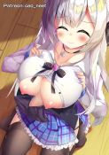 Rule 34 | 1boy, 1girl, animated, azur lane, blush, bouncing breasts, breasts, censored, choker, cum, cum on body, cum on breasts, cum on upper body, cygnet (azur lane), ejaculation, facial, hetero, indoors, kneeling, large breasts, large penis, long hair, looking at viewer, applying manicure, maritaki (style), neet co., nipples, no bra, no panties, open clothes, open fly, open mouth, open shirt, orgasm, paizuri, penis, pleated skirt, pov, purple eyes, skirt, solo focus, tagme, thighhighs, thighs, topless, video, white hair, wooden floor