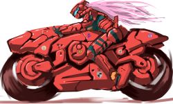 1girl female_focus highres long_hair mecha motor_vehicle motorcycle original pink_hair robot science_fiction solo vehicle vuccha