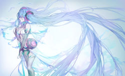 Rule 34 | 1girl, anklet, aqua eyes, aqua hair, barefoot, binary, breasts, bridal gauntlets, center opening, chyan, digital dissolve, elbow gloves, closed eyes, fingerless gloves, gloves, hatsune miku, hatsune miku (append), headphones, highres, jewelry, long hair, microphone, music, navel, necktie, open mouth, rectangle, singing, solo, thighhighs, toeless legwear, twintails, very long hair, vintage microphone, vocaloid, tda model (mikumikudance), vocaloid append