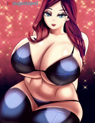 Rule 34 | 1girl, absurdres, bikini, blue eyes, breasts, curvy, highres, huge breasts, latex, league of legends, lingerie, magentapeel, mature female, miss fortune (league of legends), red hair, riot games, solo, swimsuit, thick thighs, thighs, underwear, wide hips