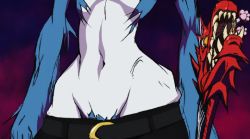 Rule 34 | 1girl, animal ears, animated, animated gif, blue hair, breasts, collar, hells, hells angels, monster girl, navel, no humans, solo, wolfie, yellow eyes