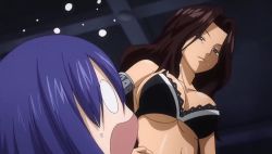 Rule 34 | 2girls, animated, animated gif, blue hair, bra, breasts, brown hair, cana alberona, cleavage, fairy tail, large breasts, long hair, multiple girls, underwear, wendy marvell
