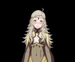 Rule 34 | 1girl, ahoge, animated, blonde hair, blush, bouncing breasts, breasts, circlet, cleavage, covered navel, fire emblem, fire emblem fates, grey eyes, my room, nintendo, ophelia (fire emblem), smile, solo, upper body, video, video
