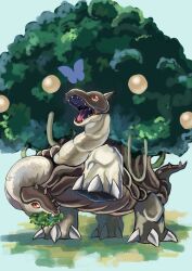 Rule 34 | 1other, digimon, digimon (creature), highres, horns, other focus, solo, tree, turtle, xuanwumon
