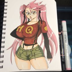 Rule 34 | 1girl, breasts, glasses, highres, highschool of the dead, large breasts, pink hair, takagi saya, thick thighs, thighs