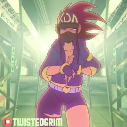 Rule 34 | 1girl, akali, animated, belt, black headwear, blue jacket, breasts, colored skin, cropped jacket, dark background, earrings, glowing, glowing eyes, hood, hood down, hooded jacket, jacket, jewelry, k/da (league of legends), k/da akali, large breasts, league of legends, long hair, mask, midriff, mouth mask, navel, paint, red hair, solo, sound, stomach, tagme, twistedgrim, undressing, video