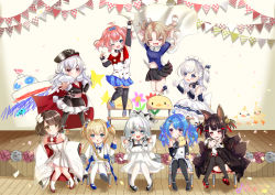 Rule 34 | 6+girls, :d, :o, ;d, ^ ^, absurdres, ahoge, aiguillette, akagi-chan (azur lane), american flag legwear, anchor necklace, animal, animal ears, apron, arm up, arms up, azur lane, bare shoulders, belfast (azur lane), bell, bird, black dress, black footwear, black gloves, black headwear, black kimono, black pantyhose, black skirt, black thighhighs, blonde hair, blue bow, blue capelet, blue dress, blue eyes, blue footwear, blue hair, blue skirt, blunt bangs, blush, bow, bowtie, bracelet, braid, breasts, brown hair, cape, capelet, chair, character doll, chick, child&#039;s drawing, choker, clenched hands, clevelad (azur lane), closed eyes, coat dress, collarbone, collared dress, commander (azur lane), commentary request, confetti, cross, detached collar, doll, double v, dress, elbow gloves, fake wings, fingerless gloves, fox ears, fox girl, fox tail, french braid, frilled apron, frills, full body, fur-trimmed cape, fur trim, gloves, gold trim, group picture, hair bell, hair between eyes, hair bow, hair intakes, hair ornament, hairclip, hand on own hip, hat, hiei-chan (azur lane), highres, holding, holding animal, holding doll, horns, huge filesize, index finger raised, iron cross, japanese clothes, jewelry, jumping, kimono, knees together feet apart, lace-trimmed headwear, lace trim, lena (azur lane), li&#039;l sandy (azur lane), little bel (azur lane), little illustrious (azur lane), little renown (azur lane), long hair, long sleeves, looking at another, looking at viewer, low twintails, maid apron, maid headdress, manjuu (azur lane), midriff peek, military hat, multicolored cape, multicolored clothes, multiple girls, multiple tails, nako nya, navel, necklace, necktie, on chair, one eye closed, one side up, open mouth, outstretched arm, pantyhose, parted bangs, peaked cap, pink eyes, pleated dress, pleated skirt, red bow, red eyes, red footwear, red hair, red neckwear, red skirt, ribbon, sakuramon, shadow, shirt, shoes, short hair, sidelocks, signature, silver hair, sitting, skirt, sleeveless, sleeveless dress, sleeveless shirt, small breasts, smile, stage, standing, standing on chair, star (symbol), star print, strapless, strapless dress, string of flags, tail, thighhighs, tilted headwear, twintails, two side up, v, very long hair, waist apron, white apron, white cape, white dress, white footwear, white gloves, white headwear, white legwear, white shirt, wide sleeves, wings, zeppy (azur lane), zettai ryouiki, |d